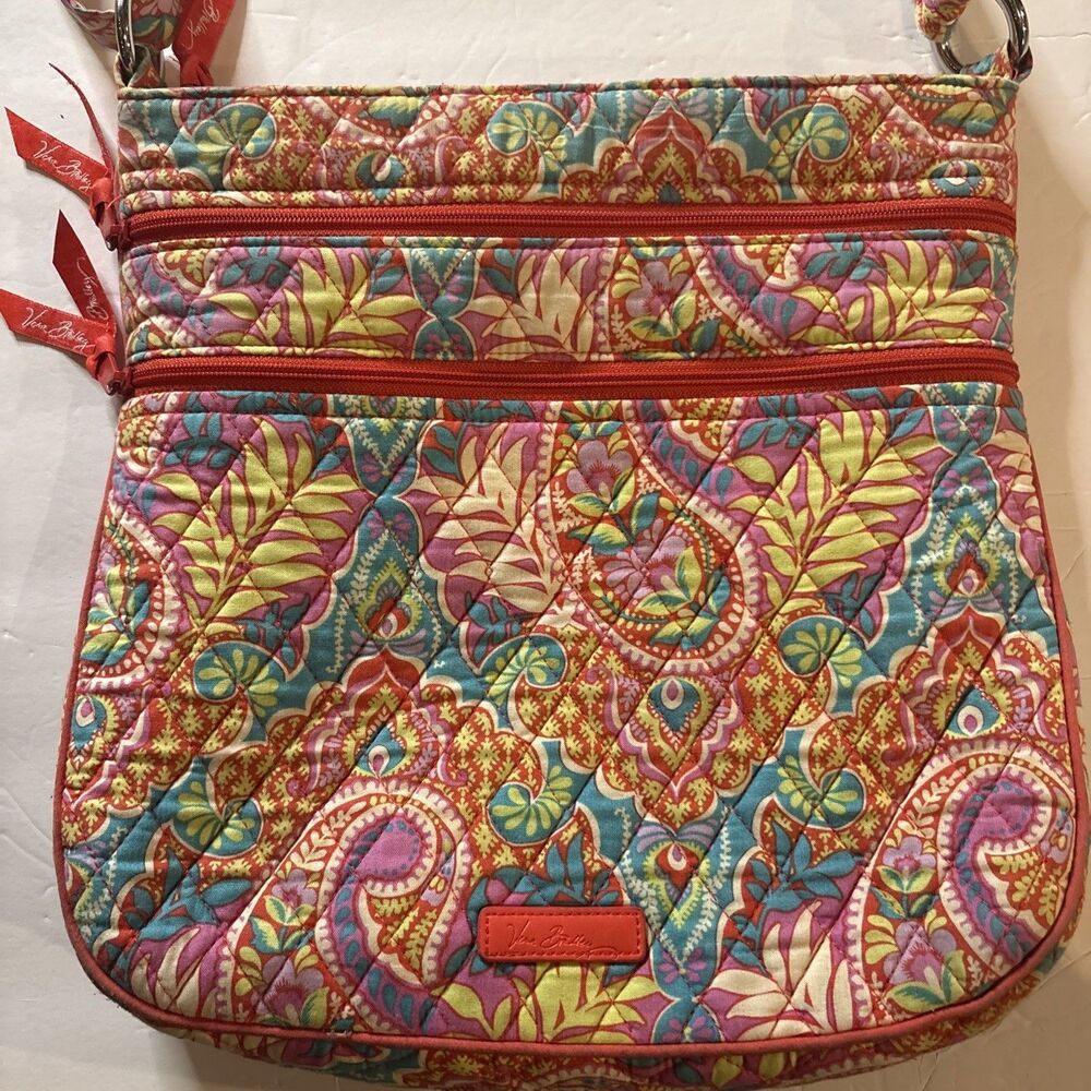 Vera Bradley Paisley in Paradise Triple Zip Hipster Crossbody Boho Festival Y2K